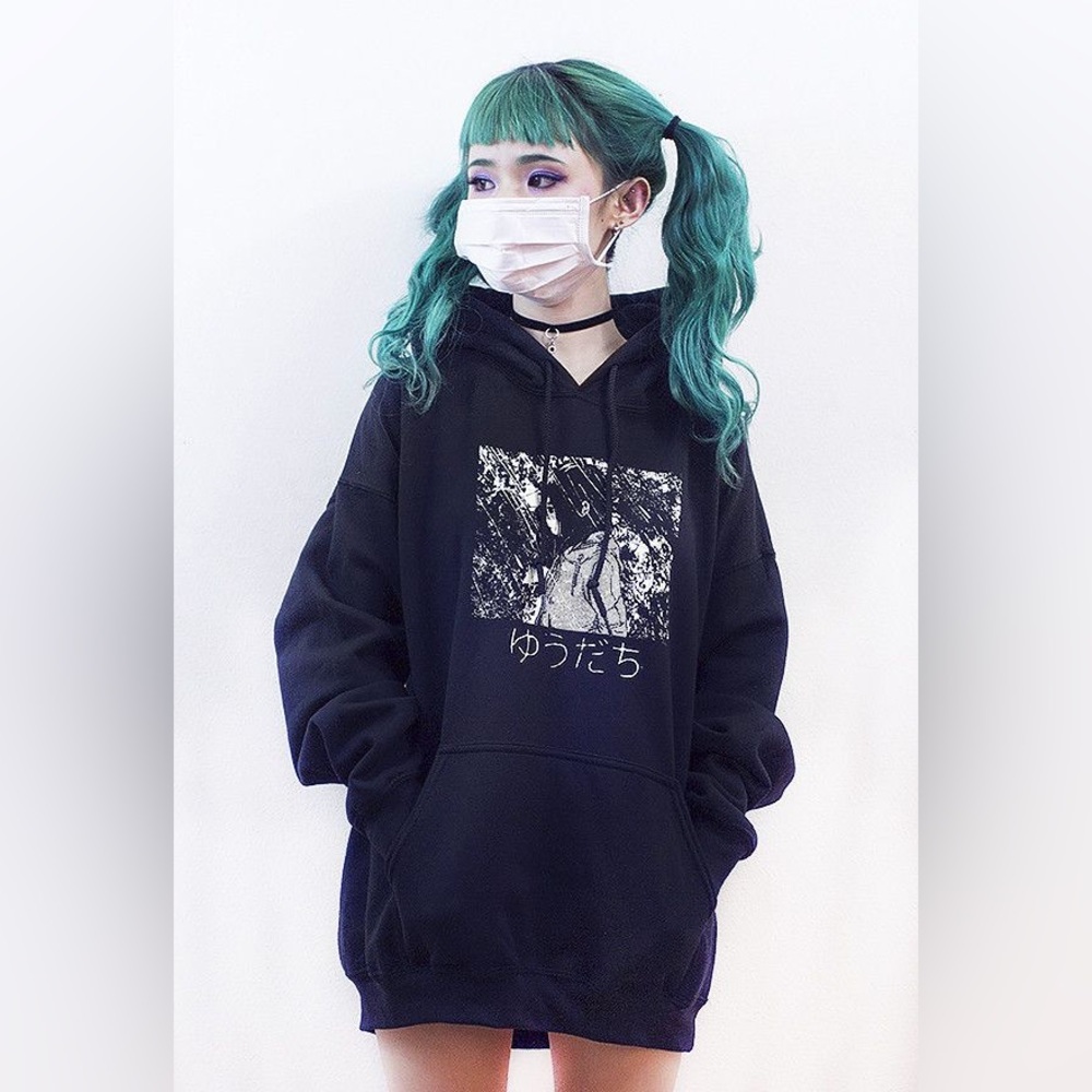 OMOCAT Sudden Rain anime girl pullover hoodie